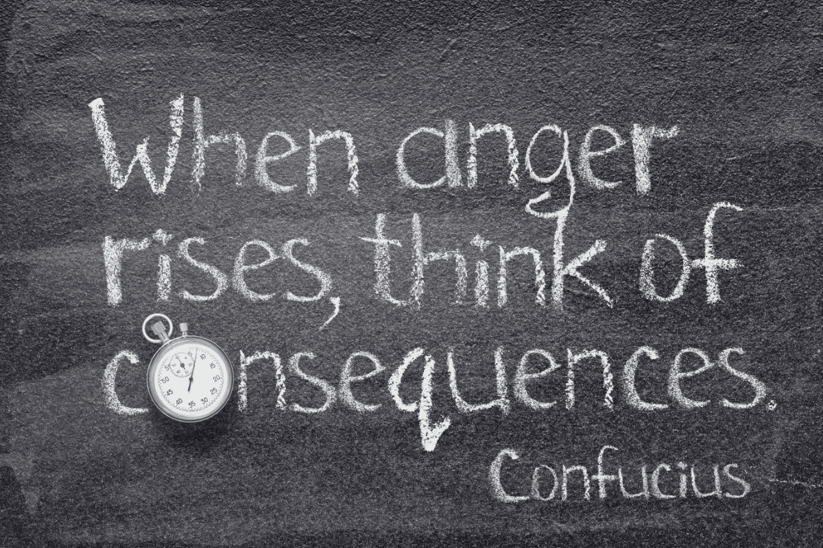 Chalkboard quote: When anger rises, think of consequences